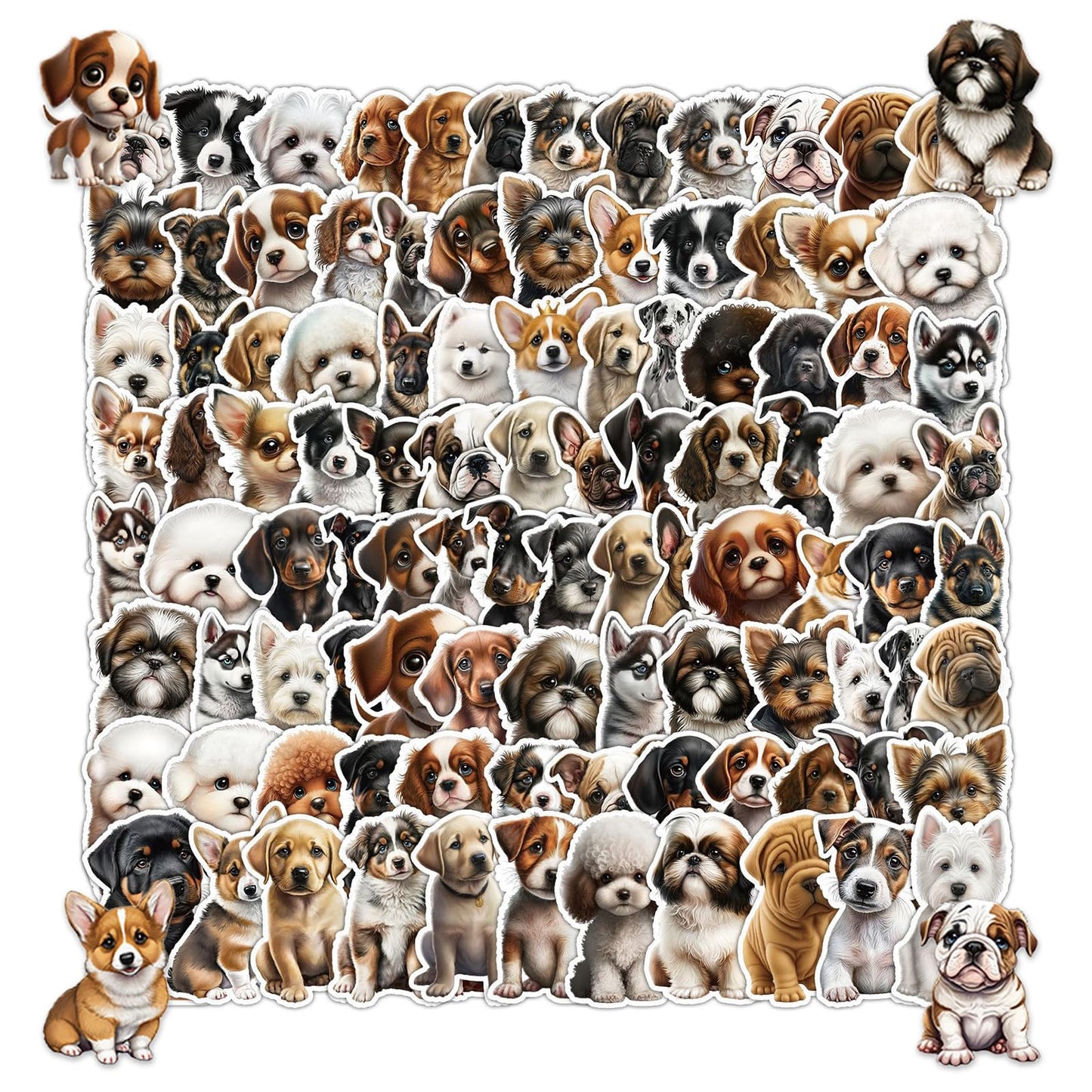 100 PCS Dog Stickers Cute Pet Cartoon Animal Stickers Vinyl Waterproof Stickers Water Bottle Phone case Scrapbook Laptop Funny Dog Stickers for Kids Teen