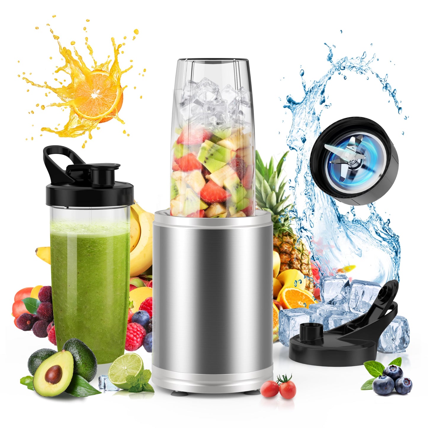 Suavo Smoothie Blender 1300W Blenders for Kitchen Portable Personal Blender for Shakes and Smoothies with 2 * 27Oz To-Go Cups & Lids Smoothie Maker Countertop Mixer Blender